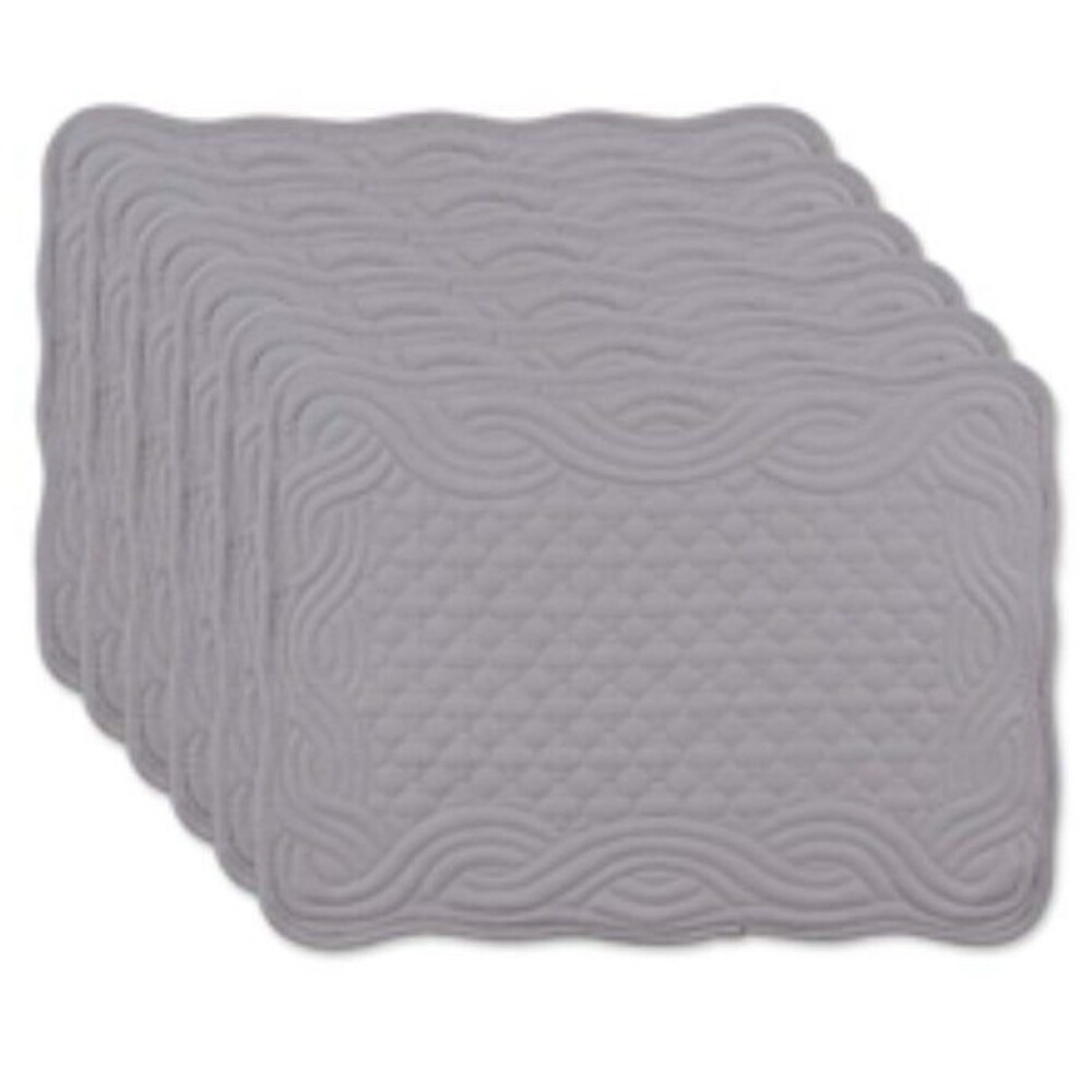DIl Quilted Farmhouse Collection Tabletop, Placemat Set, Gray, 6 Piece